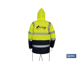 PARKA DE ALTA VISIBILIDAD MODELO DENEB AMARILLO Y AZUL TALLA M